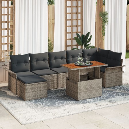 Conjunto de Sofá de Jardín Set de 8 Gris Ratán Sintético y Madera by , Outdoor sofas - Ref: Foro24-3349362, Price: 522,14 €, ...