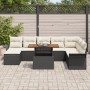 Conjunto de Comedor de Jardín de 9 Piezas con Cojines Negro Poliratán Acacia von , Outdoor-Sofas - Ref: Foro24-3349368, Preis...