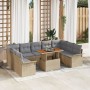 Conjunto de Comedor de Jardín de 10 Piezas con Cojines Beige Poliratán Acacia von , Outdoor-Sofas - Ref: Foro24-3349377, Prei...