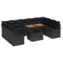 Juego de Comedor de Jardín de 10 Piezas con Cojines Negro Poliratán Acacia von , Outdoor-Sofas - Ref: Foro24-3349379, Preis: ...