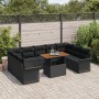 Juego de Comedor de Jardín de 10 Piezas con Cojines Negro Poliratán Acacia von , Outdoor-Sofas - Ref: Foro24-3349379, Preis: ...