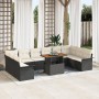 Conjunto de Comedor de Jardín de 11 Piezas con Cojines Mimbre Negro Poliratán Acacia von , Outdoor-Sofas - Ref: Foro24-334938...