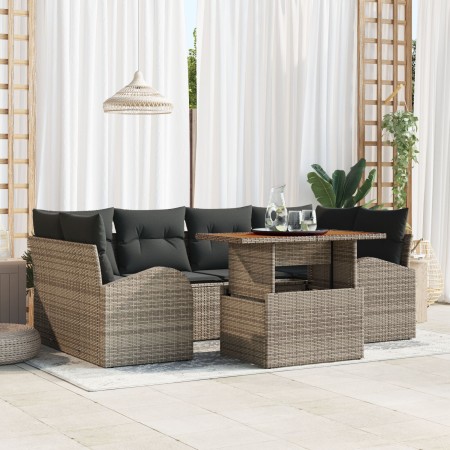 Juego de Sofá de Jardín Set de 7 Gris, Negro Aluminio, Olefina von , Outdoor-Sofas - Ref: Foro24-3349537, Preis: 480,62 €, Ra...