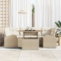 Juego de Comedor de Jardín de 7 Piezas con Cojines Beige Ratán Sintético Acacia von , Outdoor-Sofas - Ref: Foro24-3349539, Pr...