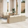 Juego de Comedor de Jardín de 8 Piezas con Cojines Beige Ratán Poliéster von , Outdoor-Sofas - Ref: Foro24-3349546, Preis: 58...