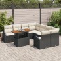 Conjunto de Comedor de Jardín de 9 Piezas con Cojines Negro de Ratán Sintético Acacia von , Outdoor-Sofas - Ref: Foro24-33495...