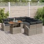 Juego de Comedor de Jardín de 9 piezas con Cojines Gris Ratán Poliéster Acacia de , Sofás de exterior - Ref: Foro24-3349565, ...