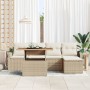 Conjunto de Comedor de Jardín de 6 Piezas con Cojines Beige de Poliratán y Acacia by , Outdoor sofas - Ref: Foro24-3349574, P...