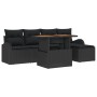 Set de comedor de jardín de 6 piezas con cojines, ratán negro y acacia by , Outdoor sofas - Ref: Foro24-3349575, Price: 398,6...