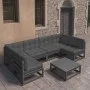 7-piece garden furniture set with black pine wood cushions by vidaXL, Garden sets - Ref: Foro24-3077183, Price: 733,09 €, Dis...