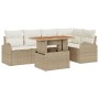 Juego de Comedor para Jardín de 6 Piezas con Cojines Beige de Poliratán Acacia by , Outdoor sofas - Ref: Foro24-3349588, Pric...
