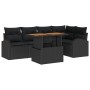 Conjunto de Comedor Jardín de 6 Piezas con Cojines Ratán Negro Acacia von , Outdoor-Sofas - Ref: Foro24-3349589, Preis: 440,9...