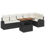 Juego de Comedor de Jardín de 7 Piezas con Cojines Negro Poliratán Acacia von , Outdoor-Sofas - Ref: Foro24-3349592, Preis: 4...