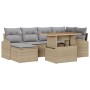 Juego de Comedor de Jardín de 7 Piezas con Cojines Beige de Ratán de Polietileno y Acacia von , Outdoor-Sofas - Ref: Foro24-3...