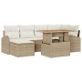 Juego de Comedor de Jardín de 7 Piezas con Cojines Beige Ratán Poliéster Acacia von , Outdoor-Sofas - Ref: Foro24-3349609, Pr...