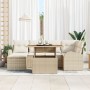 Juego de Comedor de Jardín de 7 Piezas con Cojines Beige Ratán Poliéster Acacia von , Outdoor-Sofas - Ref: Foro24-3349609, Pr...