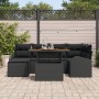 Juego de Comedor de Jardín de 7 Piezas con Cojines Negros de Ratán de Polietileno y Acacia von , Outdoor-Sofas - Ref: Foro24-...