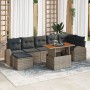 Conjunto de Jardín de 8 Piezas con Cojines Gris Poly Ratán