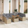Conjunto de Comedor de Jardín de 10 Piezas con Cojines Beige Ratán Poliéster Acacia von , Outdoor-Sofas - Ref: Foro24-3349629...