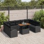 Set de Jardín de 10 Piezas con Cojines Negro Ratán Poli Acacia von , Outdoor-Sofas - Ref: Foro24-3349631, Preis: 668,19 €, Ra...