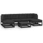Set de muebles de jardín 7 pzas con cojines madera pino negro de vidaXL, Conjuntos de jardín - Ref: Foro24-3077123, Precio: 7...