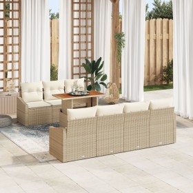 Set de Comedor de Jardín de 8 Piezas con Cojines Beige Ratán Acacia by , Outdoor sofas - Ref: Foro24-3349798, Price: 585,71 €...