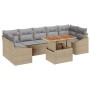Conjunto de Comedor Jardín de 8 Piezas con Cojines Beige Ratán Sintético Acacia by , Outdoor sofas - Ref: Foro24-3349804, Pri...
