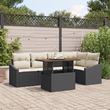 Conjunto de Comedor de Jardín de 6 Piezas con Cojines Ratán Sintético Negro by , Outdoor sofas - Ref: Foro24-3349837, Price: ...
