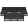 Set de muebles de jardín 10 pzas con cojines madera pino negro