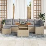 Conjunto de Comedor Jardín de 8 Piezas con Cojines Beige Ratán Polimérico by , Outdoor sofas - Ref: Foro24-3349867, Price: 53...