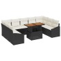 Conjunto de Comedor de Jardín de 10 Piezas con Cojines Negro Poliratán Acacia by , Outdoor sofas - Ref: Foro24-3349879, Price...