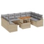 Juego de Comedor de Jardín de 10 Piezas con Cojines Ratán Beige von , Outdoor-Sofas - Ref: Foro24-3349881, Preis: 642,33 €, R...