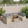 Juego de Comedor de Jardín de 10 Piezas con Cojines Ratán Beige von , Outdoor-Sofas - Ref: Foro24-3349881, Preis: 642,33 €, R...