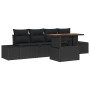 Juego de Sofá de Jardín Set de 5 Negro Ratán, Tela by , Outdoor sofas - Ref: Foro24-3349897, Price: 378,35 €, Discount: %