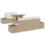 Set de Comedor de Jardín de 6 Piezas con Cojines Beige Ratán Poliéster Acacia by , Outdoor sofas - Ref: Foro24-3349903, Price...