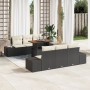 Conjunto Sofá Jardín 7 Piezas Beige y Negro Ratán y Poliéster de , Sofás de exterior - Ref: Foro24-3349907, Precio: 557,02 €,...