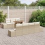 Conjunto de Sofás de Jardín 8 Piezas Beige, Blanco by , Outdoor sofas - Ref: Foro24-3349924, Price: 622,35 €, Discount: %