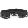 Set de muebles de jardín 13 pzas con cojines madera pino negro de vidaXL, Conjuntos de jardín - Ref: Foro24-3077013, Precio: ...