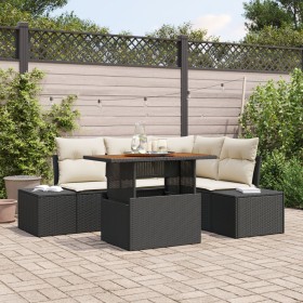 Conjunto de Comedor de Jardín de 5 Piezas con Cojines Negro Ratán de , Sofás de exterior - Ref: Foro24-3349956, Precio: 395,2...