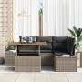 Conjunto de Comedor de Jardín de 5 Piezas con Cojines Gris Ratán Poli Acacia von , Outdoor-Sofas - Ref: Foro24-3349957, Preis...