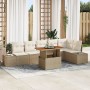 Set de Jardín de 7 Piezas con Cojines Beige Ratán Sintético Acacia von , Outdoor-Sofas - Ref: Foro24-3349973, Preis: 520,41 €...