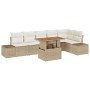Set de Jardín de 7 Piezas con Cojines Beige Ratán Sintético Acacia von , Outdoor-Sofas - Ref: Foro24-3349973, Preis: 520,41 €...