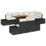 Conjunto de Jardín de 9 Piezas con Cojines Negro Ratán Poliéster Acacia von , Outdoor-Sofas - Ref: Foro24-3349977, Preis: 654...