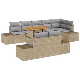 Juego de Comedor de Jardín de 9 Piezas con Cojines Beige Poliratán Acacia by , Outdoor sofas - Ref: Foro24-3349979, Price: 71...