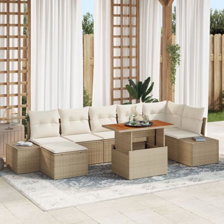 Conjunto de Sofás de Jardín Set de 8 Beige Ratán, Metal, Tela by , Outdoor sofas - Ref: Foro24-3349994, Price: 567,42 €, Disc...