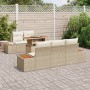 Set de Comedor de Jardín de 6 Piezas con Cojines Beige Poly Ratán Acacia by , Outdoor sofas - Ref: Foro24-3350028, Price: 560...
