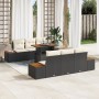 Conjunto de Comedor de Jardín de 7 Piezas con Cojines Negros Ratán Poliéster Acacia by , Outdoor sofas - Ref: Foro24-3350029,...