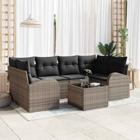 Conjunto de sofá de jardín 7 pcs Gris 55 x 55 x 37 cm Poliratán