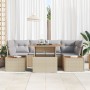 Conjunto de Comedor de Jardín de 7 Piezas con Cojines Ratán Beige Poli Ratan Acacia by , Outdoor sofas - Ref: Foro24-3350037,...