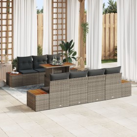 Conjunto de Sofá de Jardín Juego de 8 Gris Ratán Poliéster, Madera by , Outdoor sofas - Ref: Foro24-3350041, Price: 628,40 €,...